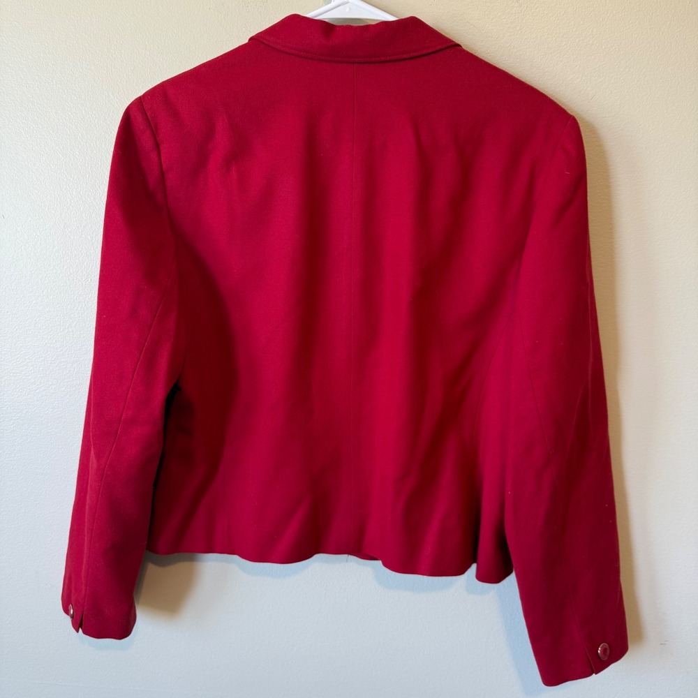 Pendleton Womens 100% Virgin Wool Blazer Size 16 Red USA Preppy Holiday Heritage - Picture 6 of 8